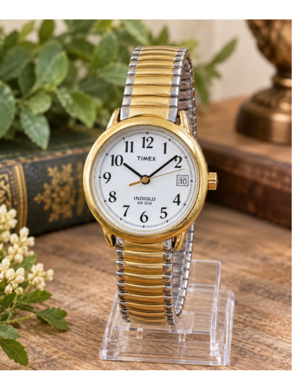 Women's Timex Indiglo Watch Gold and Silver Tone Stretch Band One Size